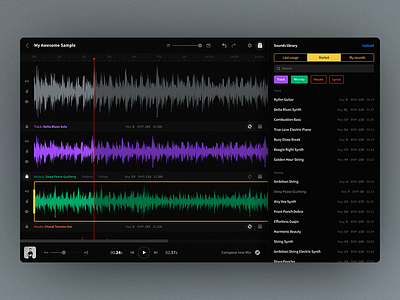 Music maker app colors details editor interface music night mode ui web