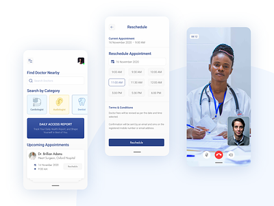 Find Your Doctor adobexd app appointment artist clean cleandesign concept conceptdesign design doctor health healthcare nearby patient report schedule upcoming ux uxdesign video calling