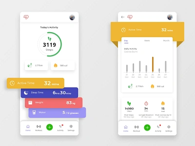 Fitness app concept - Adobe XD adobexd app clean cleandesign conceptdesign design firstshot fitness fitness app fitnessapp fitnesstracker healthcare ui ux uxdesign xd xddailychallenge xddesign