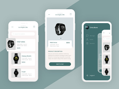 E-Commerce Mobile UI | Smartwatch marketplace adobexd app artwork challenge clean cleandesign conceptdesign dailyui design drawer e commerce ecommerce healthcare marketplace presentation smartwatch uipresentation ux uxdesign vector