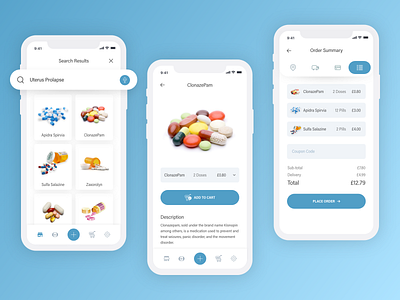 Healthcare - Medicine App adobexd app artist artwork buy cart clean cleandesign conceptdesign design healthcare medical medicine medicine app order process purchase ui ux uxdesign