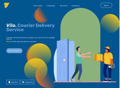Courier & Delivery Service Landing Page branding courier delivery service graphic design illustration landing page typography ui website