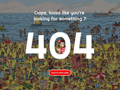 Page 404, where's Wally )) daily 100 challenge dailyui design figma illustrator page404 ui ux web