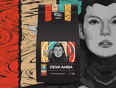 DEWI AMBA COFFEE BEANS PACKAGING branding classic coffee coffee beans coffee branding design illustration package design packaging packaging design