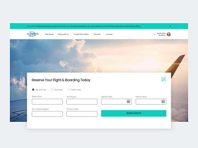Flight Reservation web application design ui