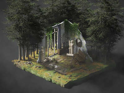 3D Scene 3d 3d art blender design forest illustration mystery pine realistic scenery