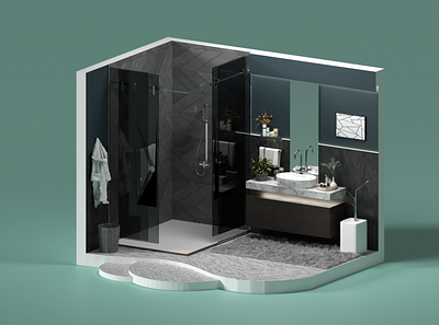 Bathroom 3d architecture blender design interior isometric realistic