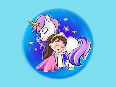 Best friends illustration kids princess stars unicorn