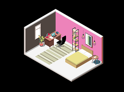 My Room Redesign in Illustrator 3d architecture design first graphic design illustration isometric room space ui vector