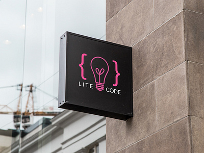 Lite Code Logo branding coder design developer lightbulb logo logodesign pink programmer