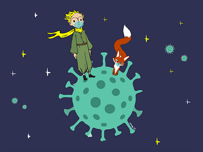 little prince and covid/illüstrasion