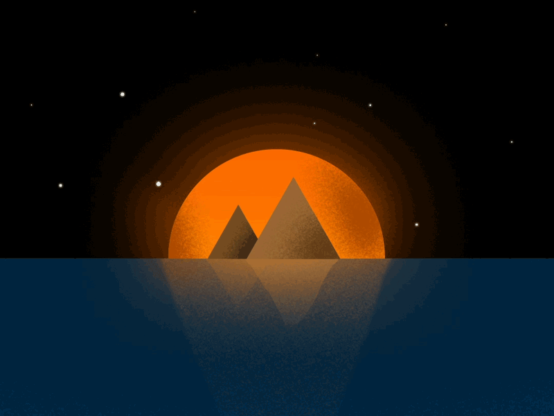 Space Sunset Animation aftereffects animation illustraion space water