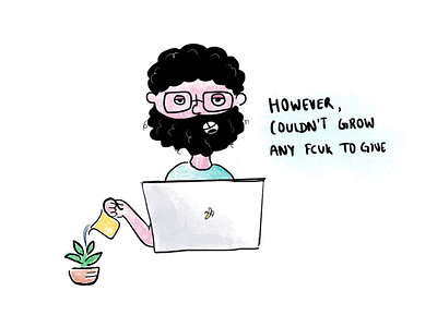 Backend guy - doodle art beard character design developers doodle expression expressive geek growing illustration it laptop minimal plants silicon valley tech watering