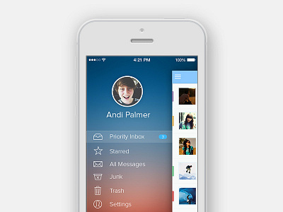 Simple iOS Mail App Sidebar app clean flat flat design ios mail sidebar simple