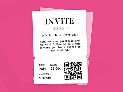 Dribbble Draft Day Invite! (1) boarding draft draft day dribbble dribbble invite invite ticket ui
