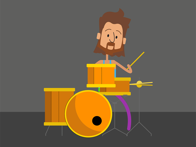 Drummer Boy 80s animated band beard drummer drums gif mullet music retro