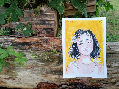 Amina art girl girl portrait painting portrait sketch small format traditional art ukraine watercolor