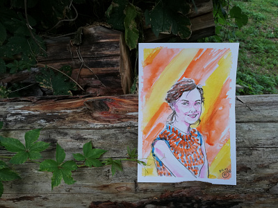 Open art girl girl portrait painting portrait sketch small format traditional art ukraine watercolor