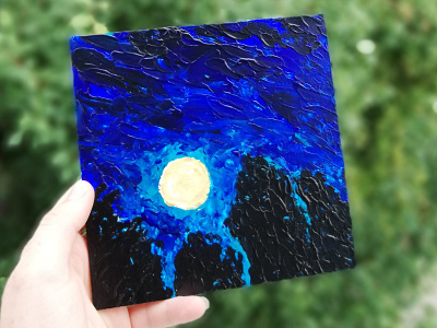 fullmoon acrylic acrylic painting foolmoon illustration moon night painting sky traditional art