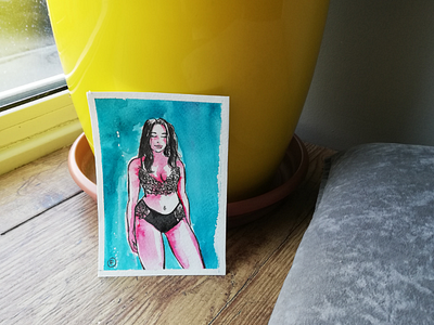 Girls in Lingerie bodypositive girl lingerie nude postcard small format traditional art watercolor