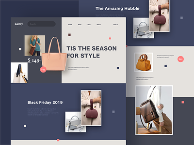 Pariry website design bags homepage landing ecommerce e-commerce web website ui ux design