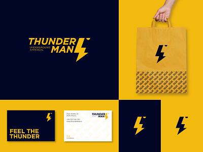 Thunder Man brand brand design brand identity branding business card clothing brand flat graphic identity design illustrator logo logodesign logodesigner logotype mark photoshop thunderbolt typography vector vectorart