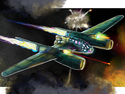 Nightfighter aircraft airplanes concept art concept design future game design illustration retro spacex