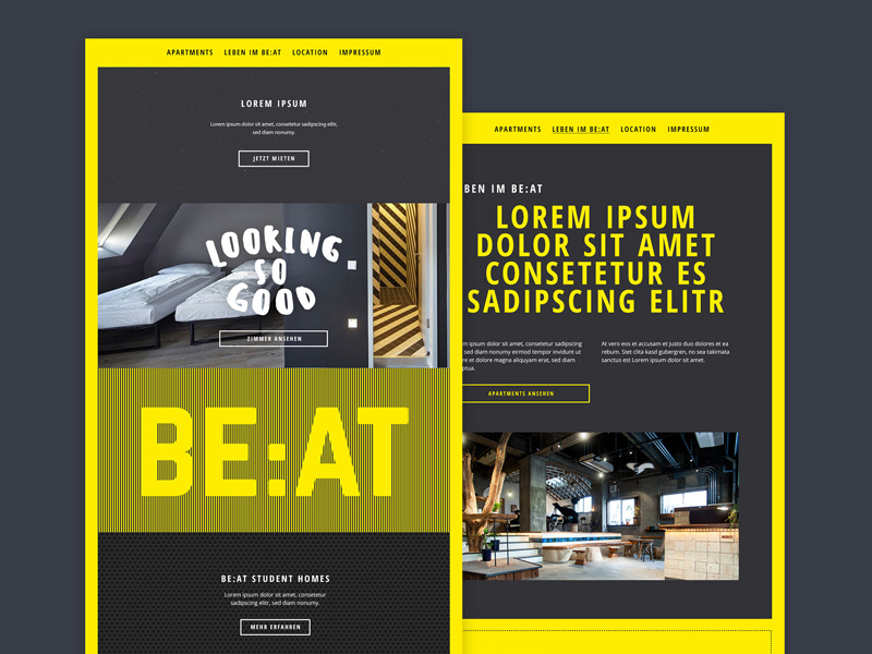 BE:AT Student Accommodation webdesign website landingpage ui