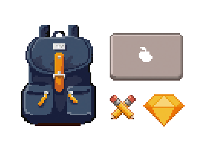 Pixel Equipment part01 art backpack icons mac pencils pixel sketch