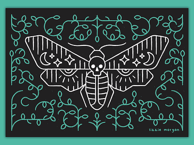 Death's Head Hawk Moth bug butterfly deaths head hawk moth illustration illustrator line lineart moth texture