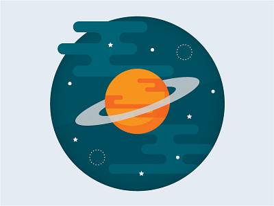 Saturn flat galaxy illustration planets saturn space stars