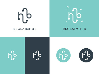 ReClaim Hub Logo Development blue design development flat hub logo reclaim white