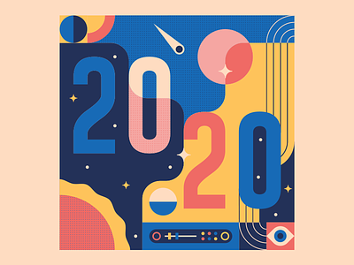 Happy 2020! 2020 flat illustration space