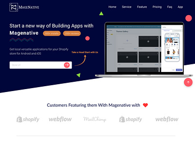 Magenative App Landing Page app design branding design figma prototype shopify ui user interface