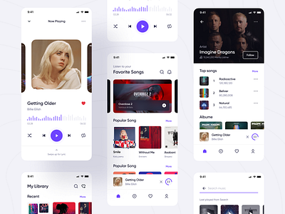 MUCHO - Music player app app apple music artist branding clean design light minimal mobile music music app player podcast radio sound spotify streaming ui unarshia ux