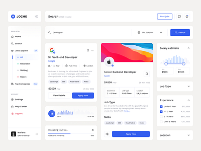 JOCHO - Job Finder Components career component ui components design system employee employer find job find work hire hiring hiring components hiring platform job job application job board job finder job finder components job listing job platform job portal