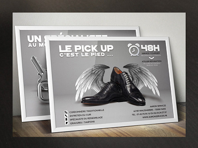 2-sided locksmith and shoe mender flyer