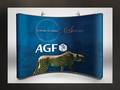 booth design for a fair bank banking booth business cheetah company corporate design exhibition exposition fair feline france french group insurance presentation salon