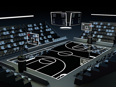 3D Basketball Court 3d arena basketball blender c4d cinema4d dark glow sports stadium