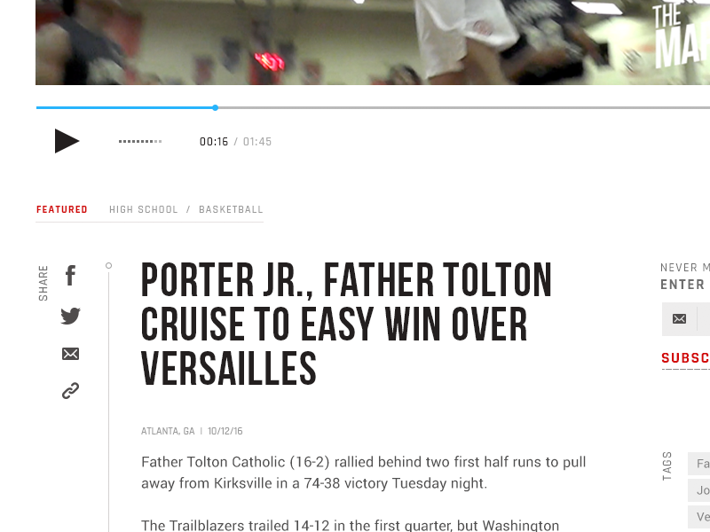 Sports Highlights site by Rikesh (Rick) Khanna on Dribbble