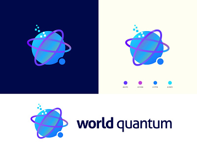 World quantum l q mark brand identity branding earth gradient illustration logo agency logo brand mark logo color logo design logo mark logo process logotype morden q logo q symble quantum science technology world