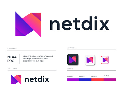 netdix l n logo l n symble (sales) abstract brand identity branding colorful company logo gradient letterpress logo 2020 logo agency logo design logos morden n logo n mark n symble smart logo technology