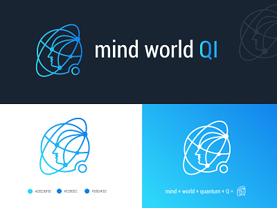 mond world quqntum qi brand brand identity branding earth globe graphic human lineart logo 2020 man minimal minimalist morden q logo recent logo tech technical technology tecnology typogaphy world