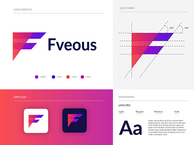 Fveous logo design android app apps brand identity branding f letter logo f logo dersign f mark f symbol favorite gradient illustration logo logo agency mobile modern modernism tech technical techno technology