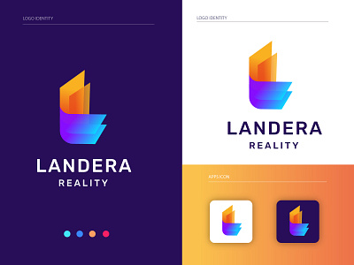 Landera reality a s d f g h j k l p o i u y t r abstract brand identity branding building e w q m n b v c x z gradient home house logo agency logo mark logos logotype modern logo morden real real estate real estate business real estate company typogaphy