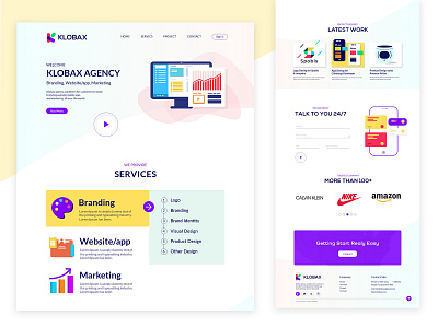 Klobax agency Landing page design brand identity branding clean design design agency elegant graphic dersigner illustraion logo logo mark modern modern website product design tech company technology ui ux web design website design website designer wordpress design