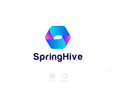 SpringHive abstract best logo designer in dribbble brand identity branding creative creative logo eye catching freelancer geometry gradient hexagon logo letter logos logo agency logo mark meaningful logo morden popular s letter logo tech logo technology