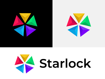 modern colorful logo for starlock a b c d e f g h i j k l m abstract brand identity branding business logo colorful geometic hire logo designer logo agency mark symbol minimalism modern logo design monogram morden n o p q r s t u v w x y z pictorial mark star logo startup logo tech technology