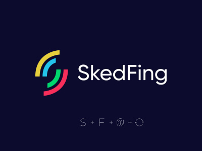 SkedFing abstract brand identity branding colorful dynamic logo fingerprint illustration letter logo line art logo logo logo agency logo mark meaningful minimalist logo morden protect science security startup logo technology