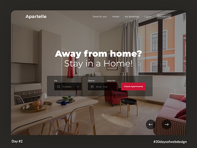 Apartelle : Aparthotel booking website. aparthotel home hotel landing page ui design webdesign